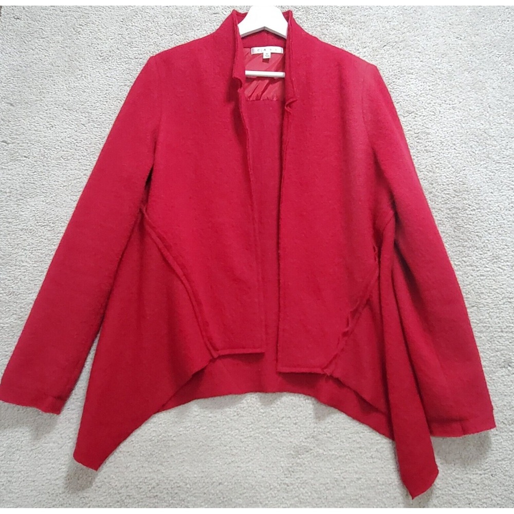 Cabi Blazer Cardigan Womens Medium Red 100% Wool Open Front Long Sleeve Cabin